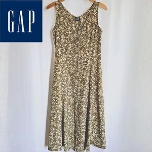 GAP Green Floral Sleeveless Midi Dress